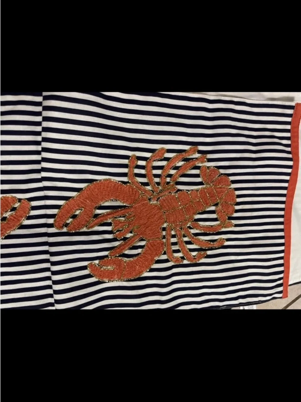 Pier 1 beaded lobster striped table runner